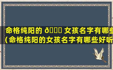 命格纯阳的 🐅 女孩名字有哪些（命格纯阳的女孩名字有哪些好听）